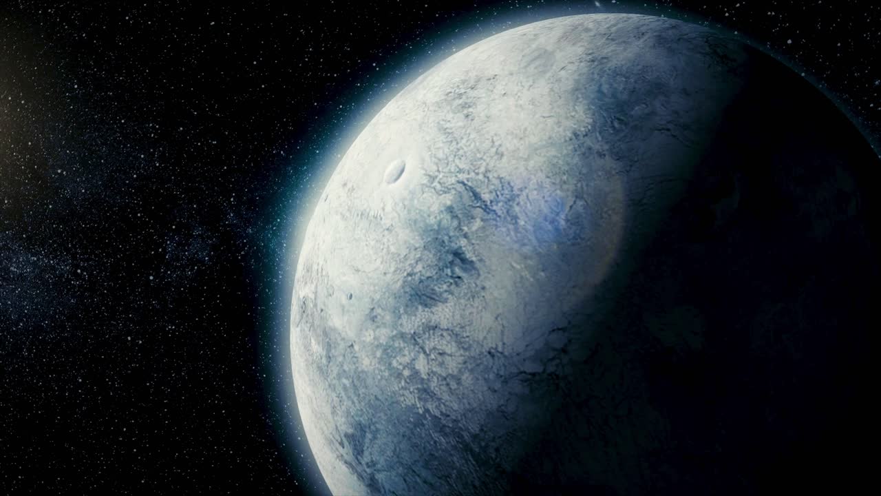 un planeta congelado en el espacio