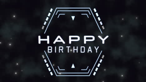 Futuristic-Happy-Birthday-greeting-with-glowing-font-on-geometric-background