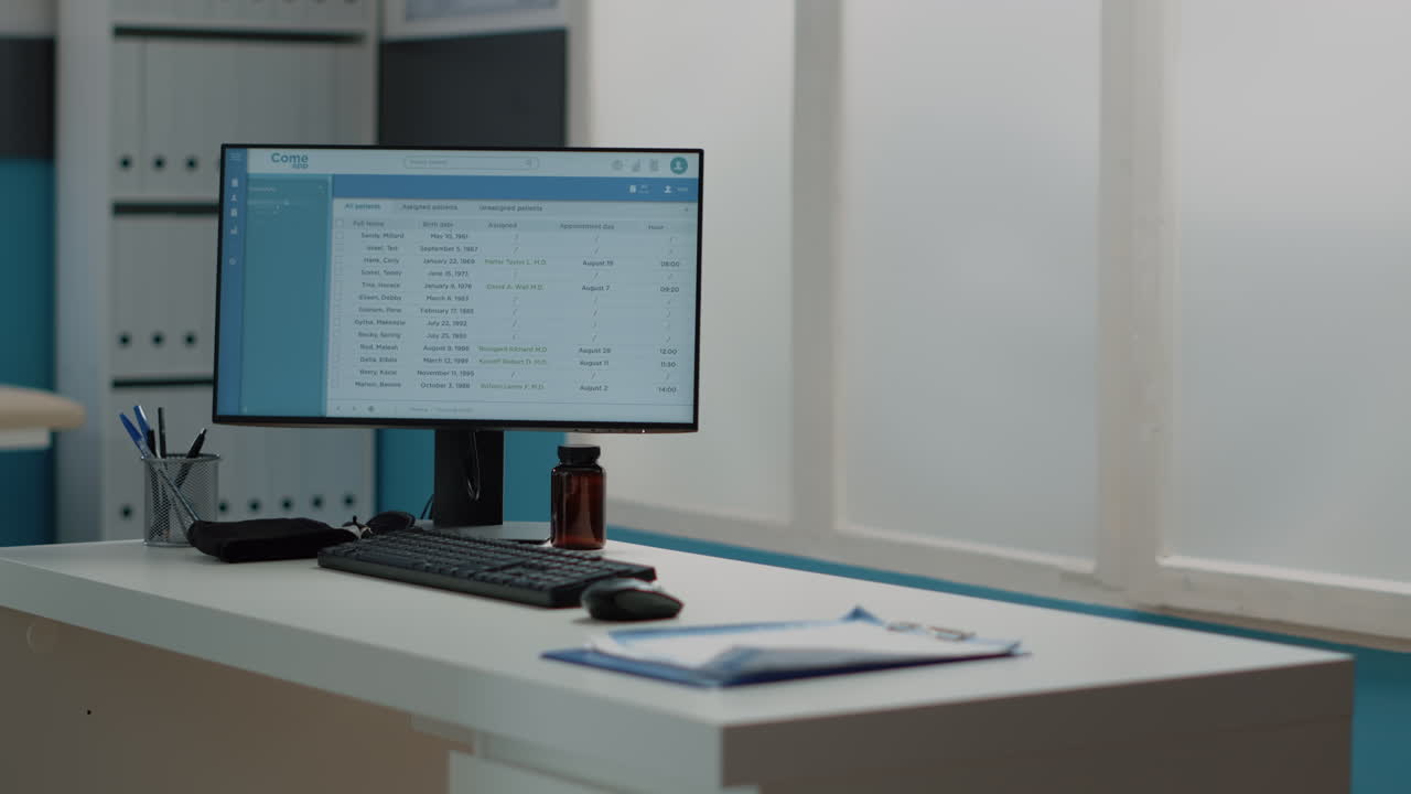 Medical Software Interface on Computer Screen in Doctor's Office