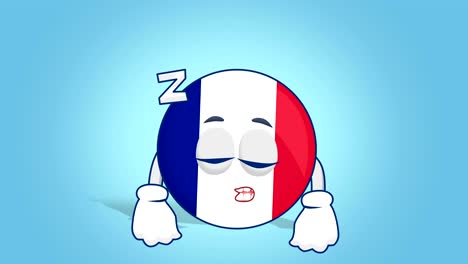 cartoon icon flag france sleep with face animation with alpha matte