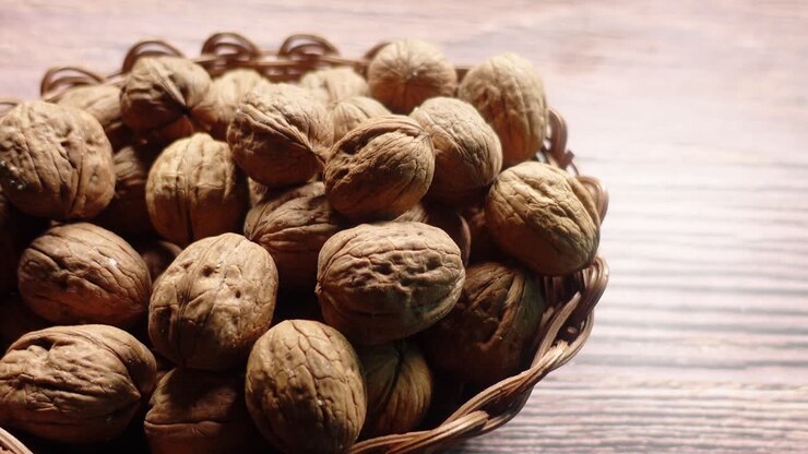 Close-up of a bowl of walnuts
