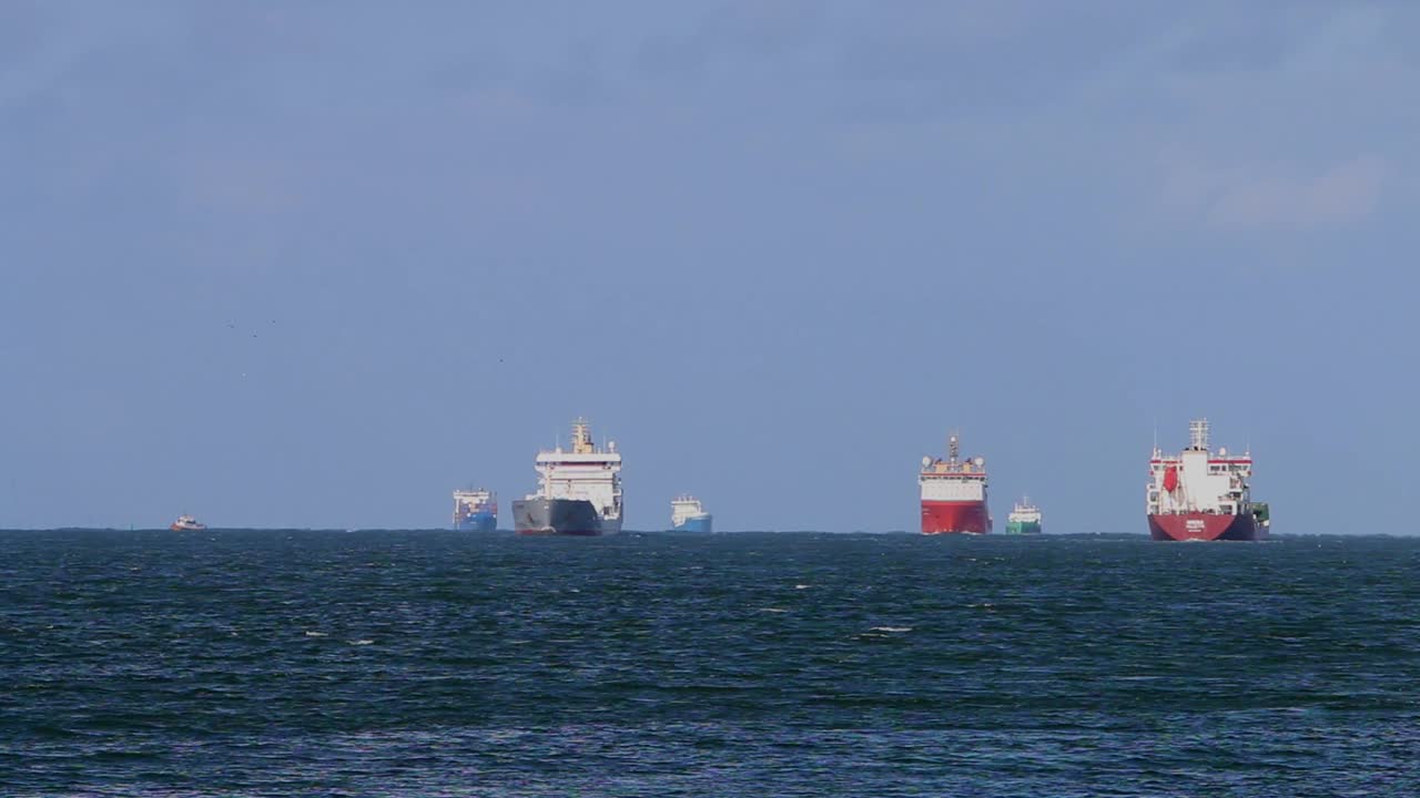 Large commercial ships underway. Hook of Holland. Netherlands. 2023