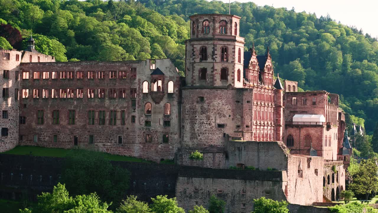 Castello di Heidelberg nel centro storico Altstadt, vista panoramica