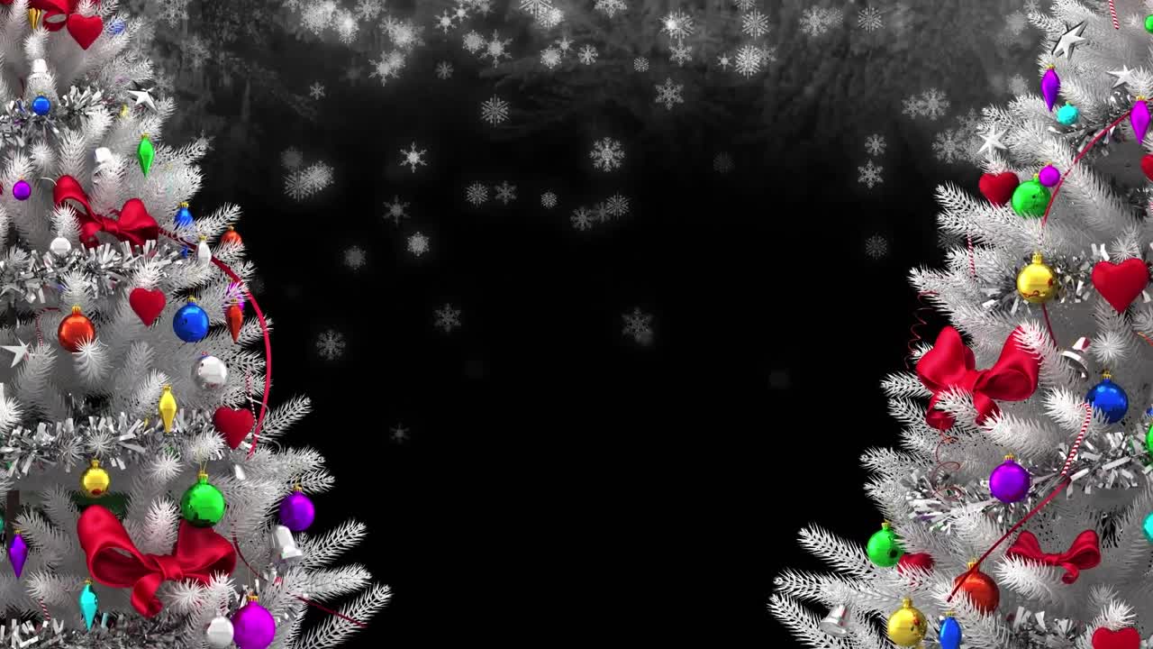 눈이 내리는 크리스마스 트리의 애니메이션