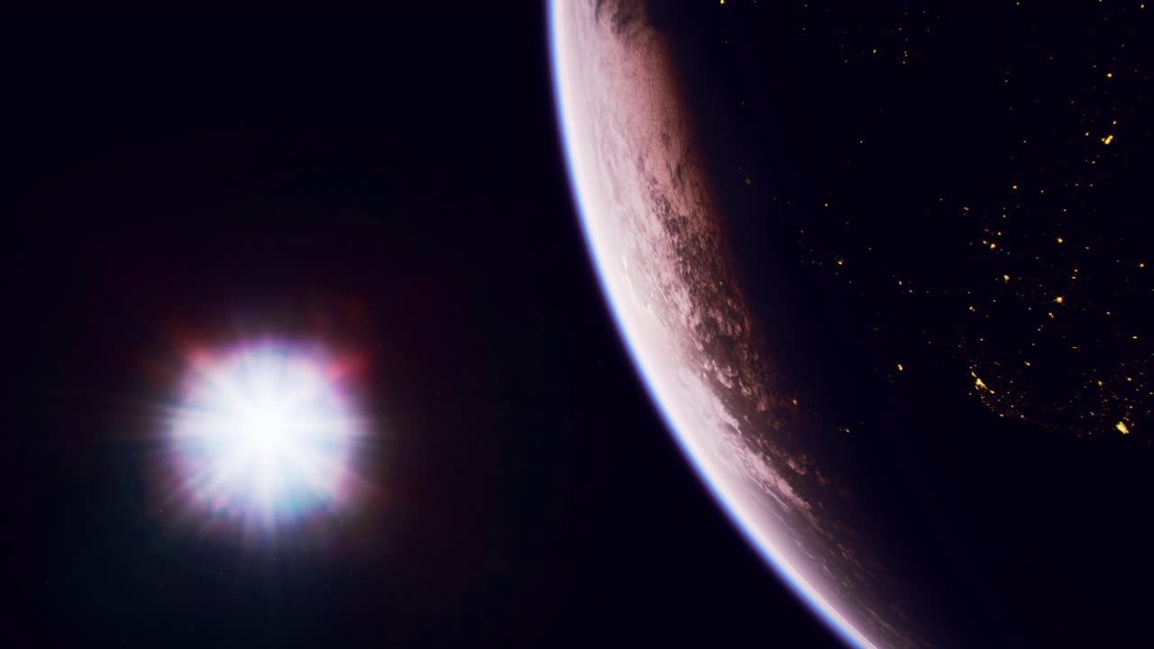 Stunning view of earth illuminated by city lights from space