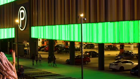 night parking garage at a shopping mall