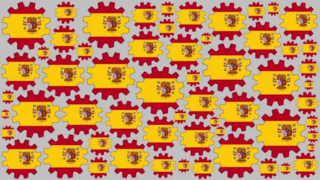 el fondo giratorio de las engranajes de la bandera española