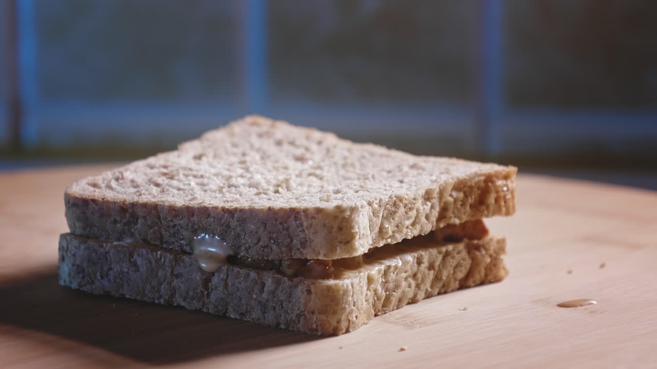 Slices Of Whole Grain Toast With Fried Chicken Breast And French Dressing