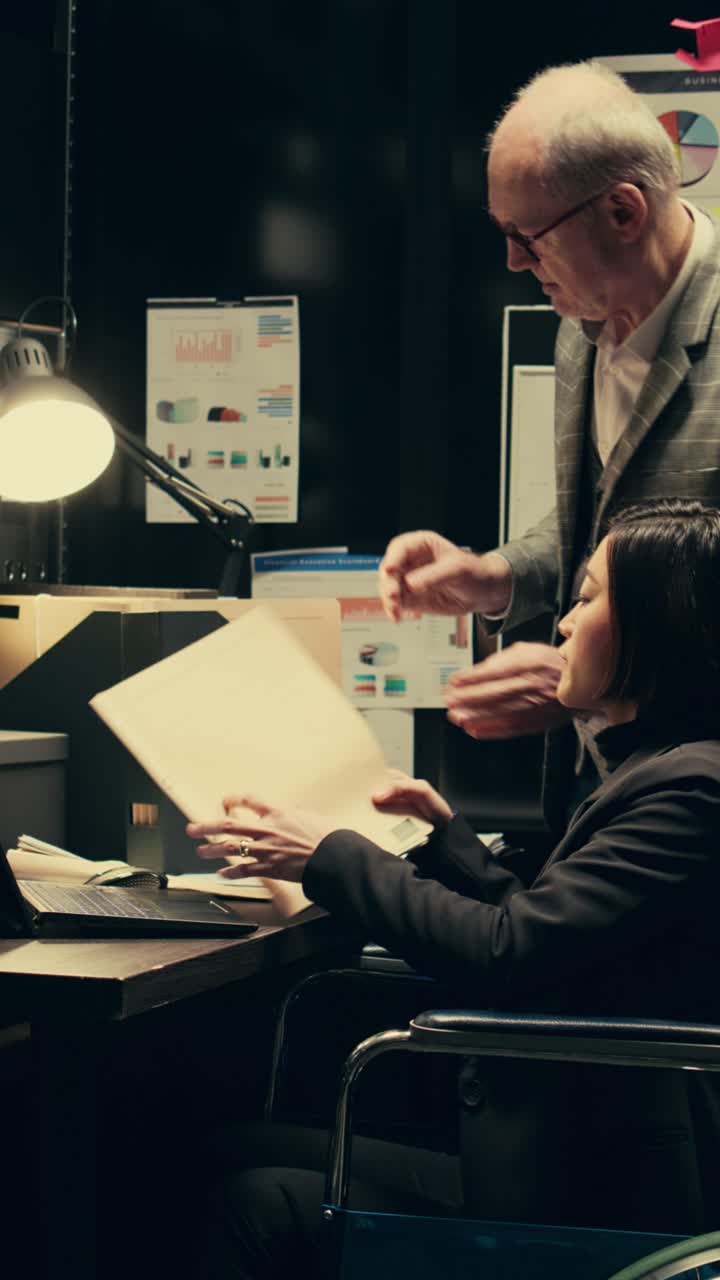 Vertical Video Forensic team conducting private investigation with case files