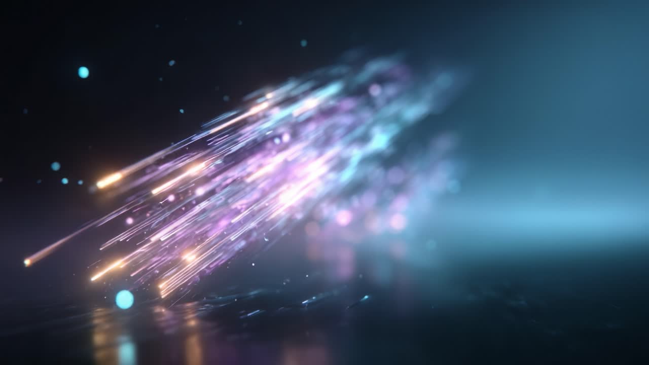 A Stunning Visual Journey through Dynamic Light Trails and Sparkling Particles Captured in Mesmerizing Motion Blur Effects