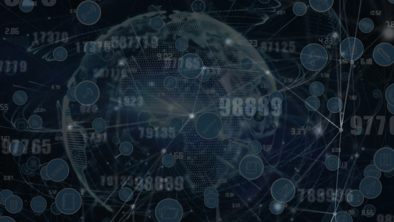 검은색 배경에 데이터 처리의 애니메이션