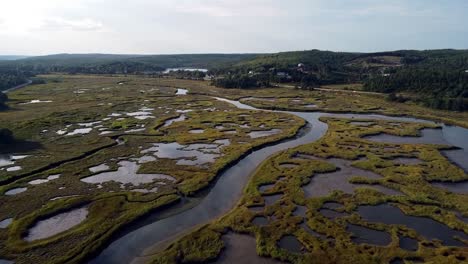 flying over the wetlands on the east coast of canada