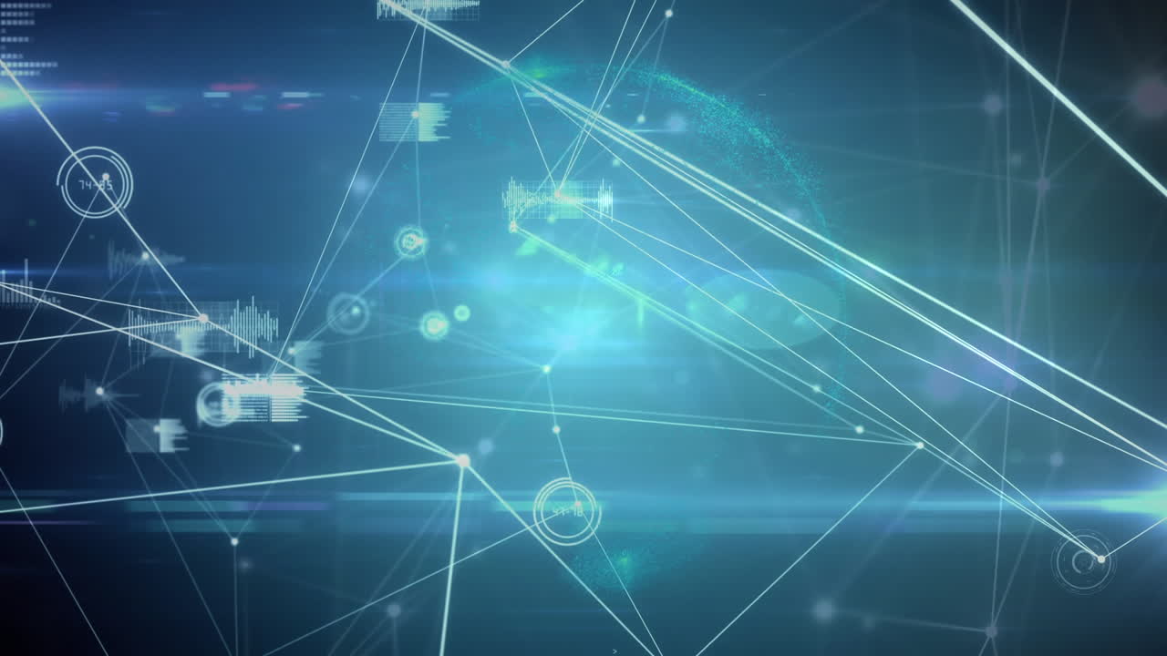 animación de diversos procesamientos de datos sobre un fondo azul oscuro