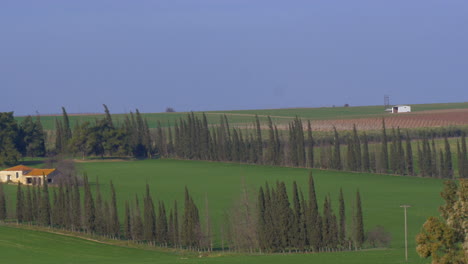 En-Nea-Kallikratia-Grecia-Visto-Campo-Verde-Con-árboles-Y-Granja