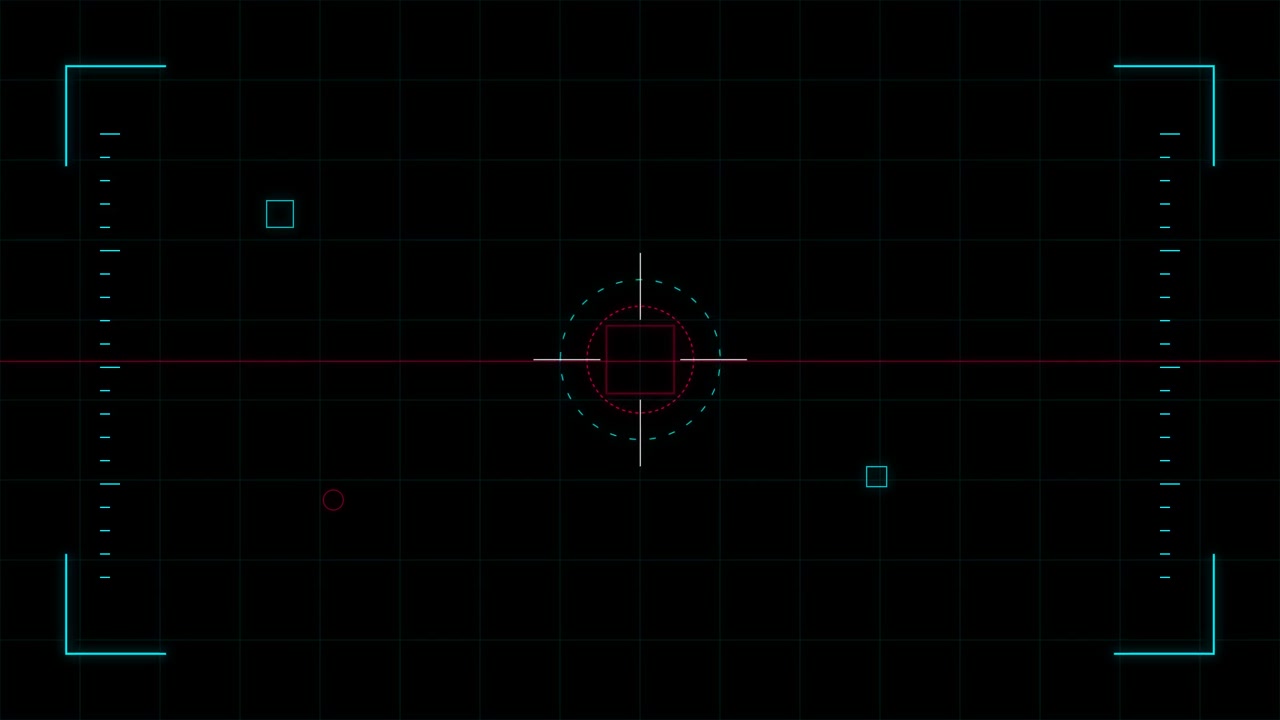 Digital HUD Interface with Scanning Target and Grid Overlay