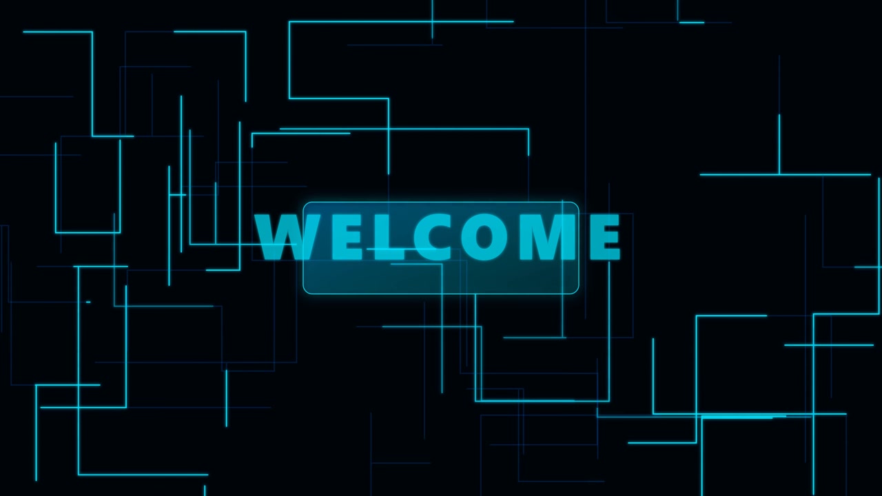 Digital Welcome Text Animation with Abstract Geometric Lines