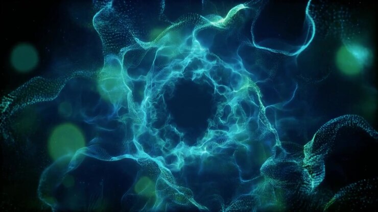 Sfondo animato astratto con tunnel di particelle blu