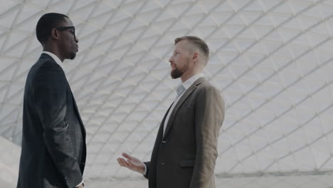 business conversation outdoors