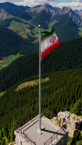 iranian flag on mountaintop