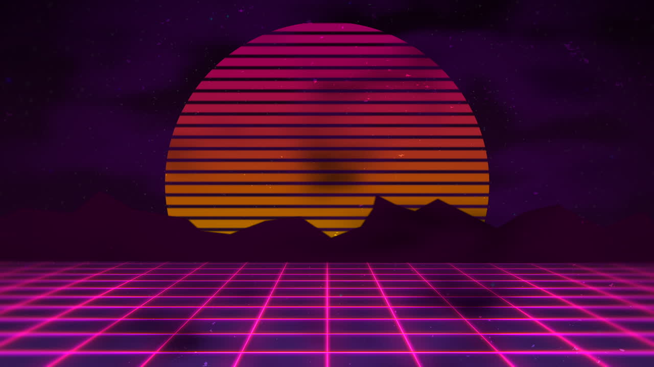 fondo abstracto retro en movimiento con cuadrícula roja y montaña 5