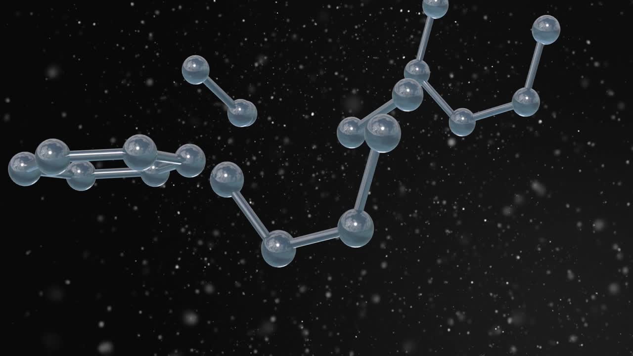 검은 바탕에 있는 분자의 3d 마이크로의 애니메이션