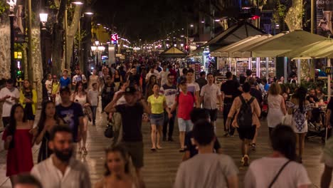 nighttime crowds on a barcelona street