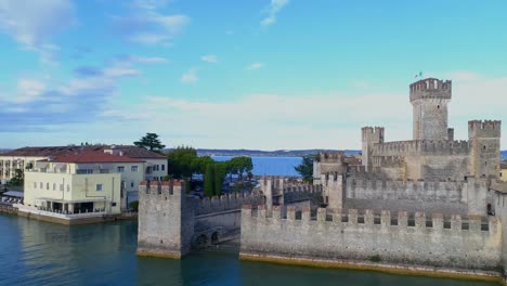 aerial of castle on a sunny day 4k