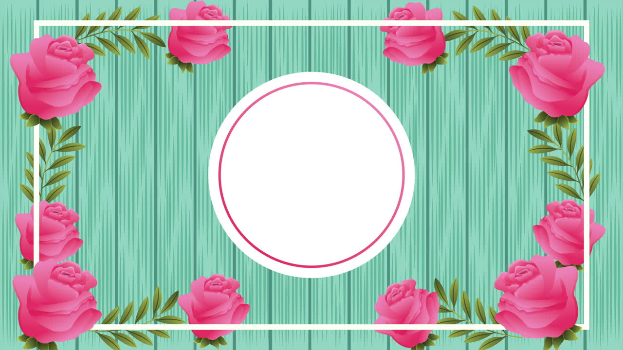 belle rose fiori giardino cornice circolare animazione