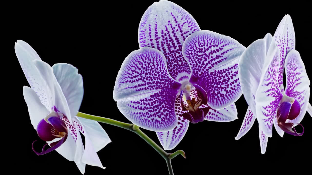 Close up of White and Purple Orchids