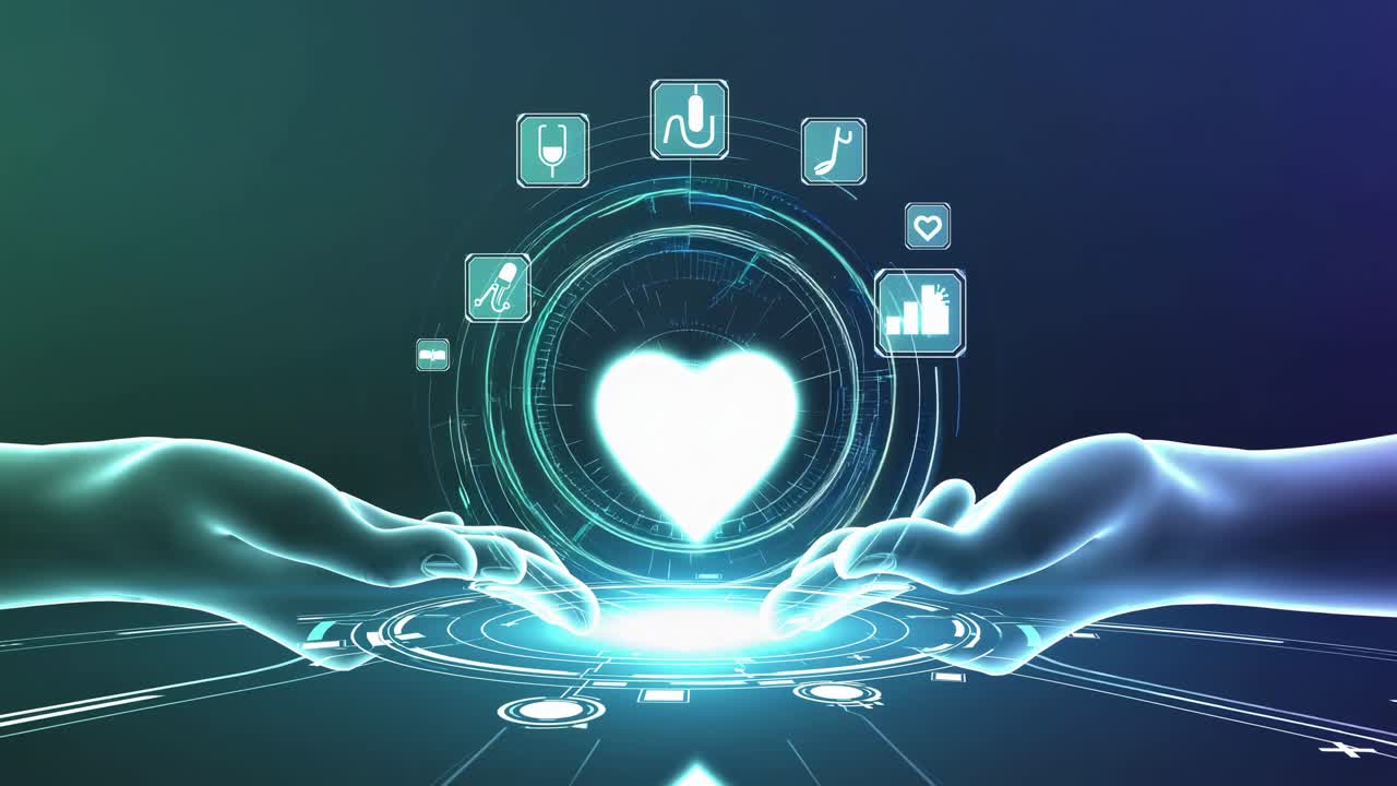 Hands interacting with a digital heart health interface