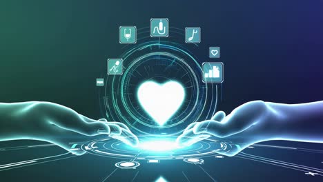 hands interacting with a digital heart health interface