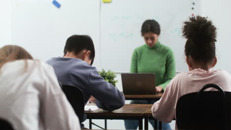 teacher and students at school