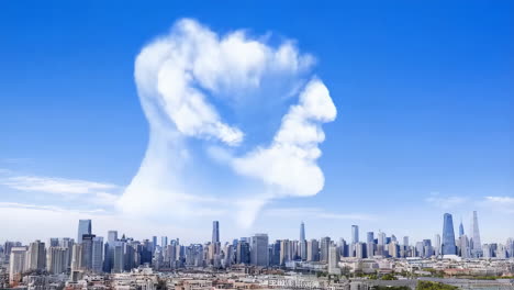 cloud head over city