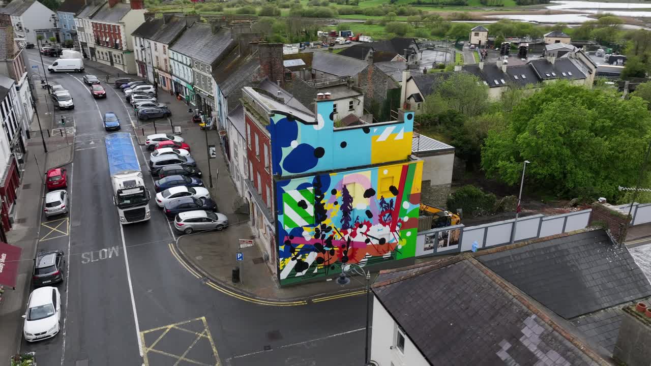 Colorful Street Art Mural on Building in Irish Town