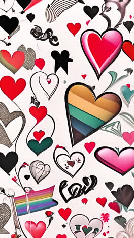 creating vibrant romantic pattern with colorful hearts and love-themed illustrations