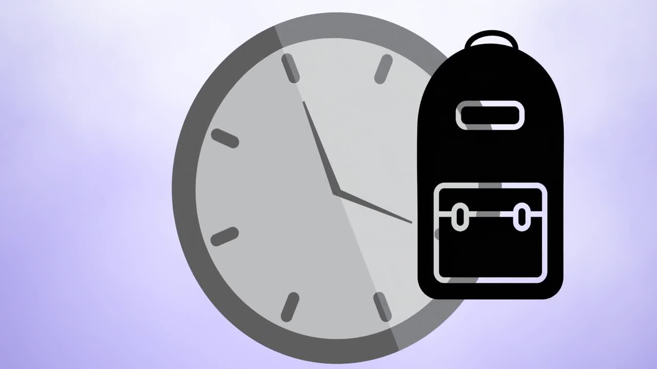 학교 아이템 아이콘의 애니메이션이  ⁇  배경에 움직입니다.