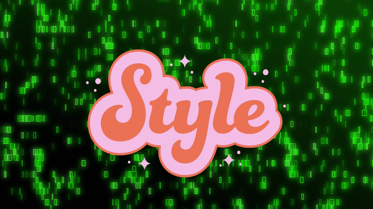 녹색 불빛으로 검은 바탕에 스타일의 애니메이션