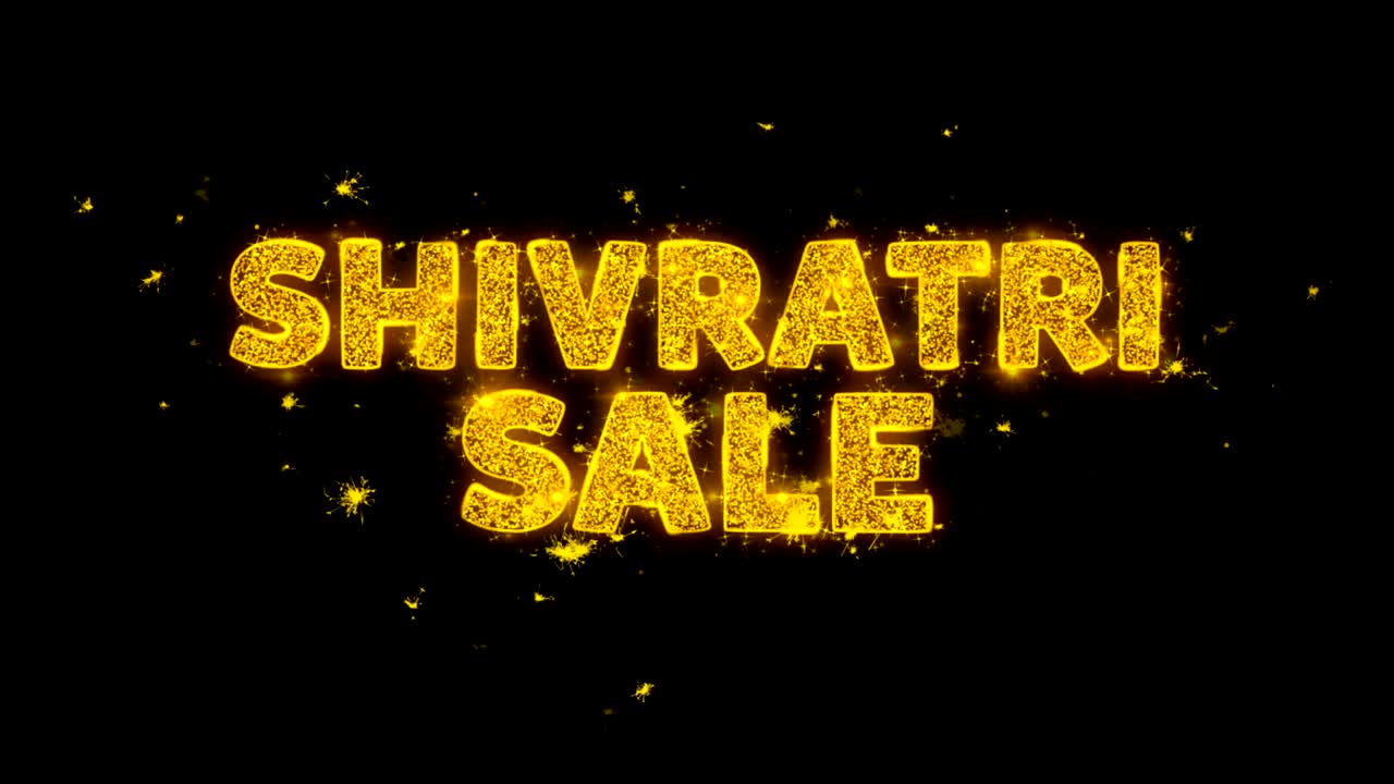Shivratri Sale Text Sparks Particles on Black Background.