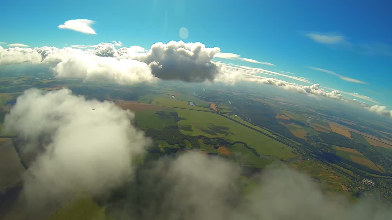 Skydiving over agricultural fields