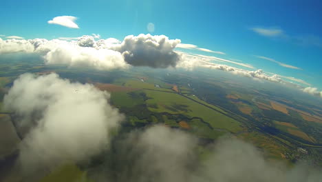 skydiving over agricultural fields