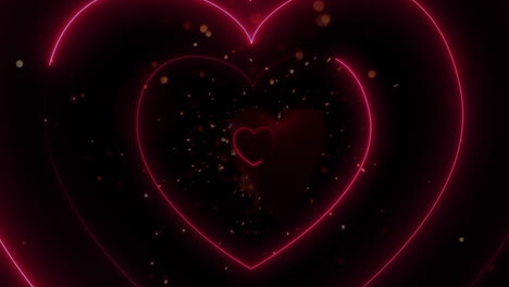 animación de formas de corazón brillantes sobre un fondo negro