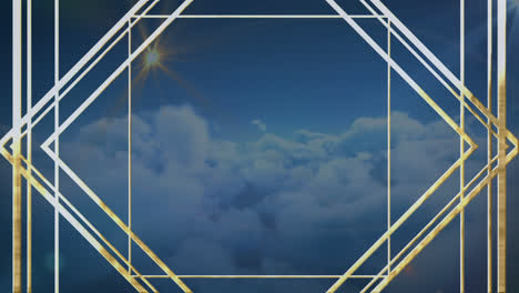 animation of frame with lens flare over cloudy sky