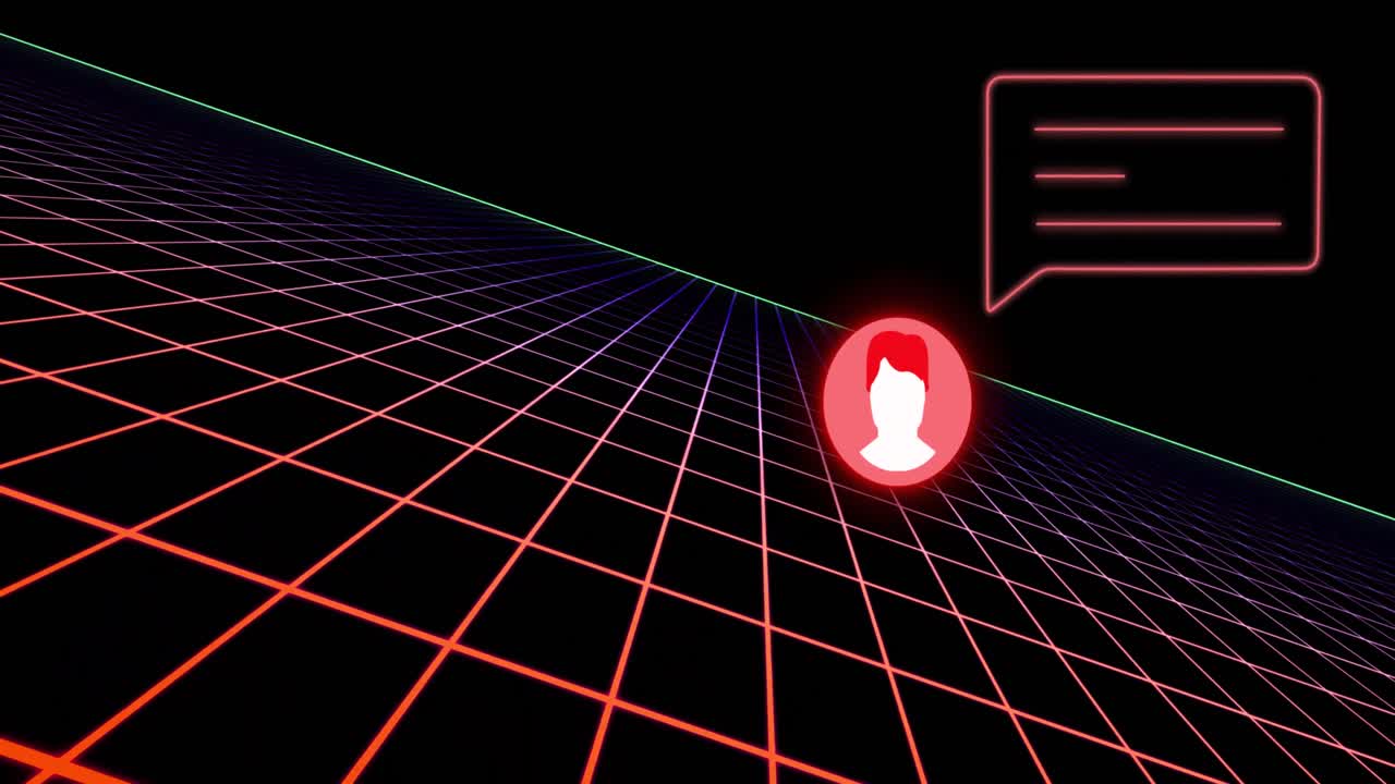 анимация медиа-иконки и квадратов на черном фоне