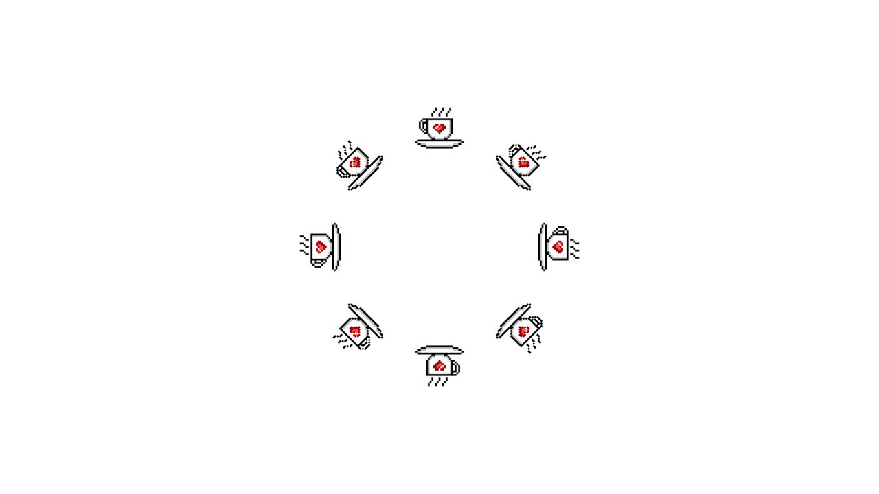 Pixel Art Coffee cup Spinning Circle Animated Overlay Transparent 30fps (4)