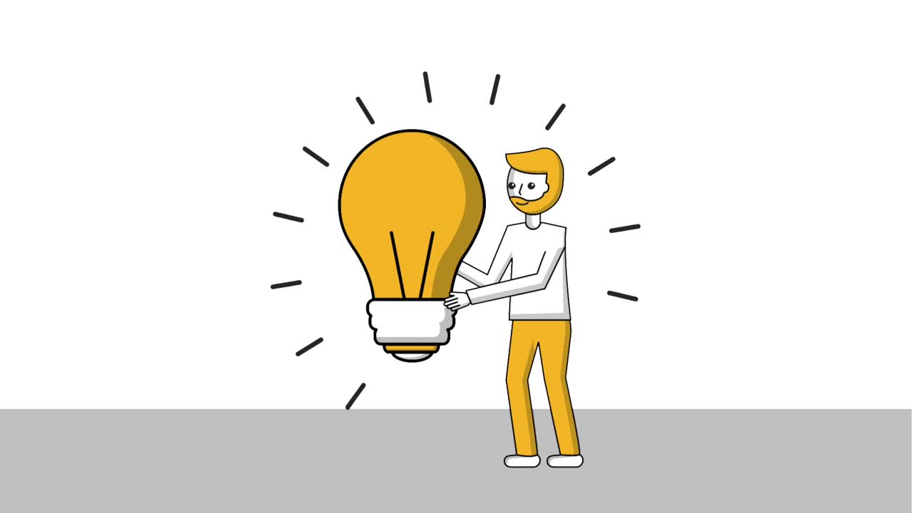 hombre de barba de pie con gran bulbo creatividad