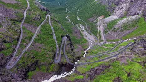 troll's path trollstigen or trollstigveien winding mountain road.