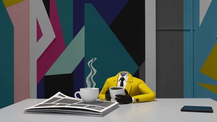 uomo d'affari creativo con caffè e ispirazione