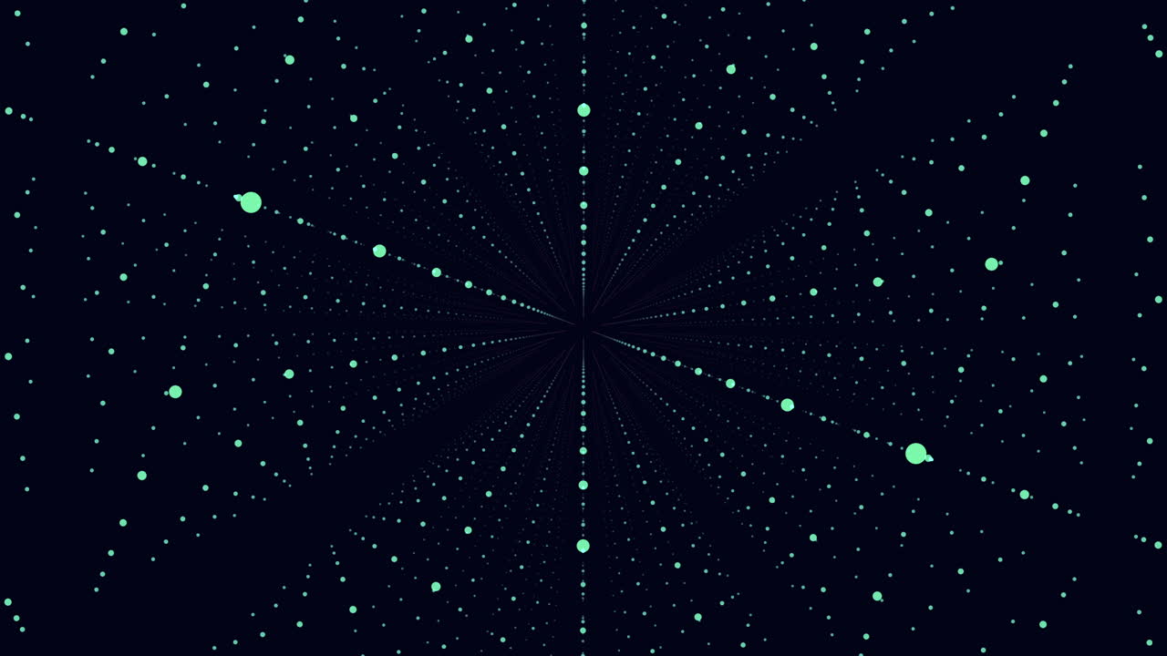 어두운 은하계에 줄지어 빛나는 네온 점들,