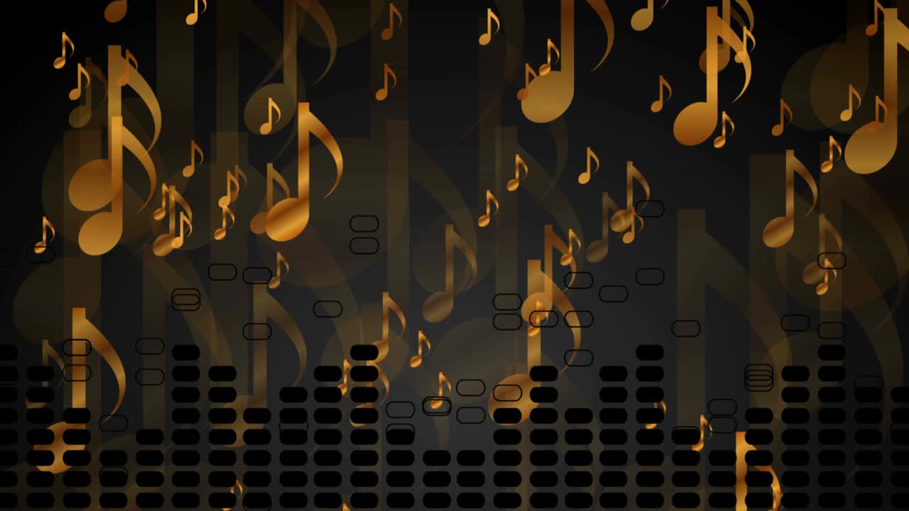 fondo de movimiento de música abstracta negra y dorada