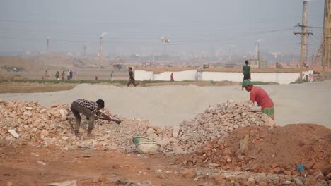 brickyard workers in developing country